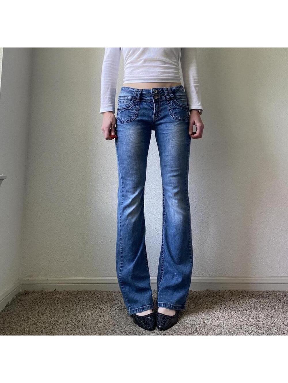 Vintage insane authentic rare y2k low rise bootcut light wash denim blue jeans